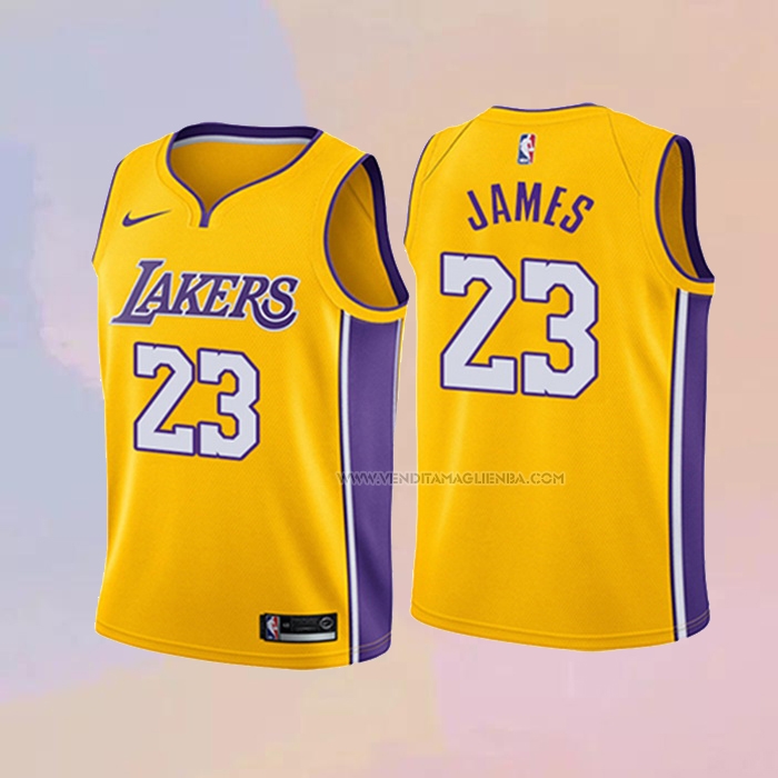 Maglia Bambino Los Angeles Lakers LeBron James NO 23 Icon 2018 Giallo
